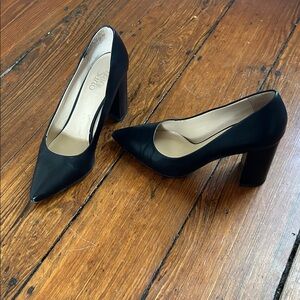 Franco Sarto Black Block Heel Pumps